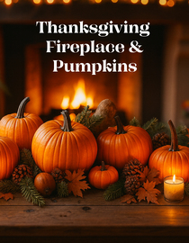 Thanksgiving  Fireplace & Pumpkins  4K ASMR