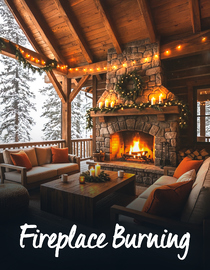 Fireplace burning with Crackling Fire Sounds