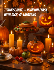 Thanksgiving  Pumpkin Feast with Jack-O-Lanterns  4K ASMR